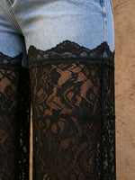 Women's Lace Patchwork Straight Jeans