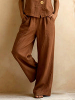 Women's Solid Color Art Casual Vest Top And Pants Two-piece Set