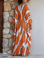 Vibrant Animal Print Maxi Kaftan Dress