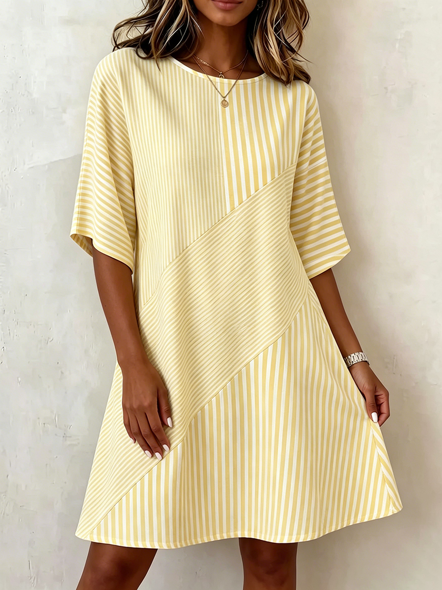 Artistic Striped Comfortable Cotton-linen Dress