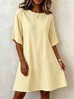 Artistic Striped Comfortable Cotton-linen Dress
