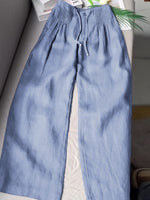 Women's Solid-color High-waisted Pleated Casual Loose Cotton-linen Wide-leg Pants
