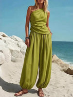 Women's Off-shoulder Art Casual Top And Pants Two-piece Set