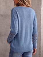 Vintage Elegant Patchwork Knitting Cut-Out Sweater Shirt