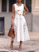 High-waisted Lace Cutout Skirt – Effortless High Fashion