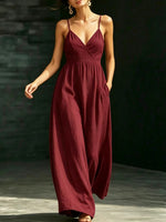 Women's Casual Elegant Stylish Loose V-neck Sleeveless Vacation Long Dress