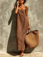 Women's Solid Color Art Casual Chic Loose Long Dress