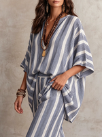 Effortless Chic Striped Two-piece Set