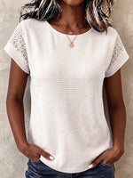 Cozy Waffle Knit Lace Patchwork Top