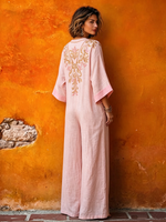 Bohemian V-neck Floral Cotton-linen Jumpsuit