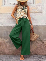 Women's Casual Stylish Floral Loose Sleeveless Top And Pants Two-piece Set