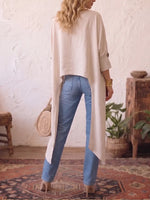 Effortless Linen-blend Asymmetrical Tunic Blouse