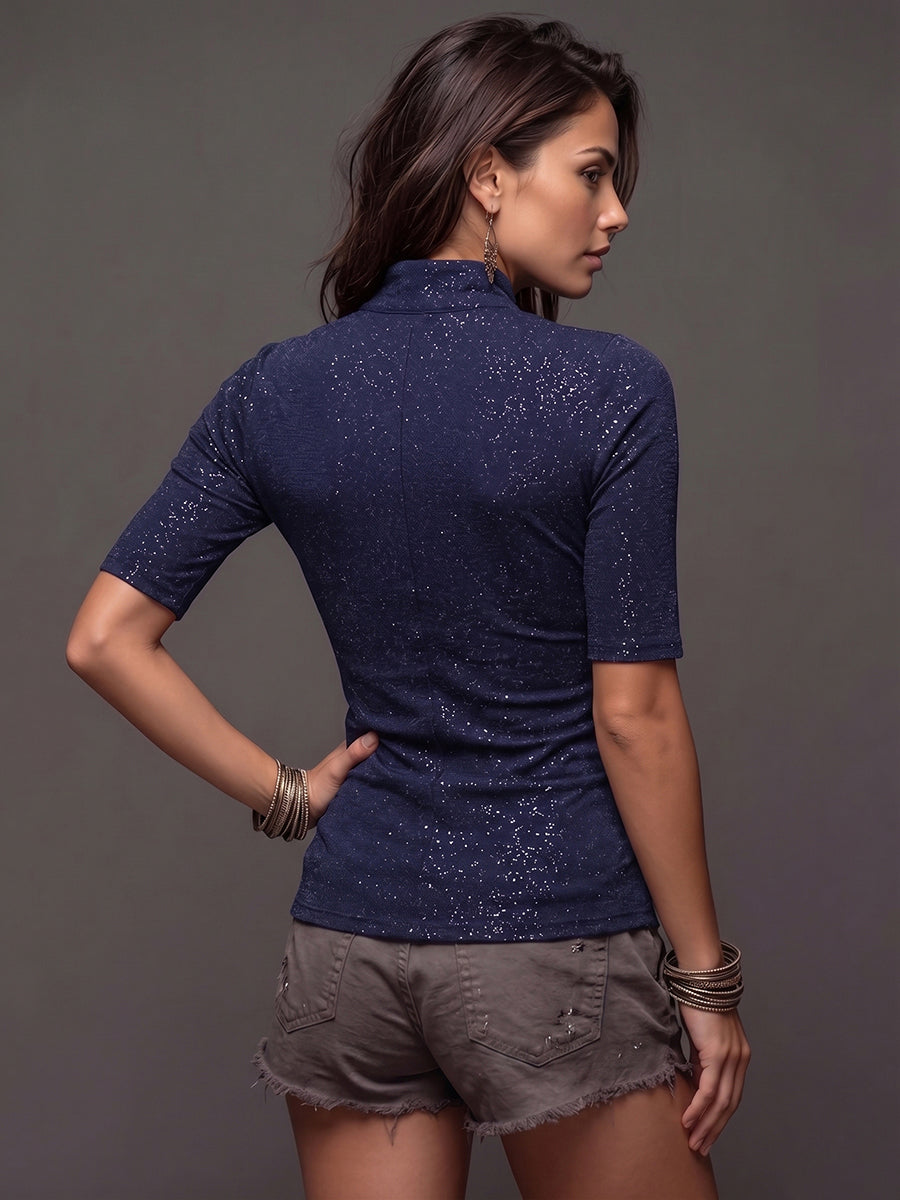 Flattering Casual Shimmer Knit Boho Top