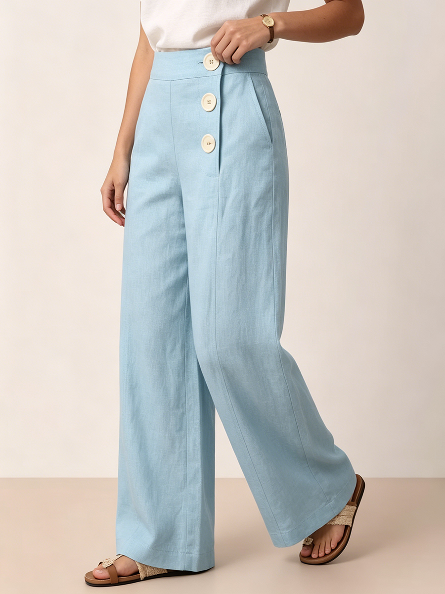 Cozy Breathable Cotton-linen Wide-leg Pants