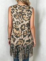 Women's Leopard Fringe Vest