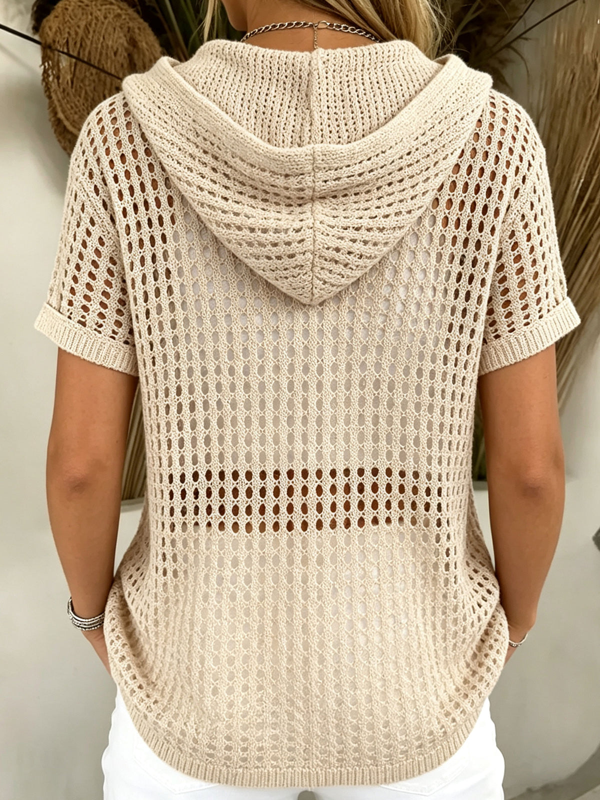 Women’s Floral Eyelet Lace Patchwork Rolled Cuff Linen Blend Button Shirt