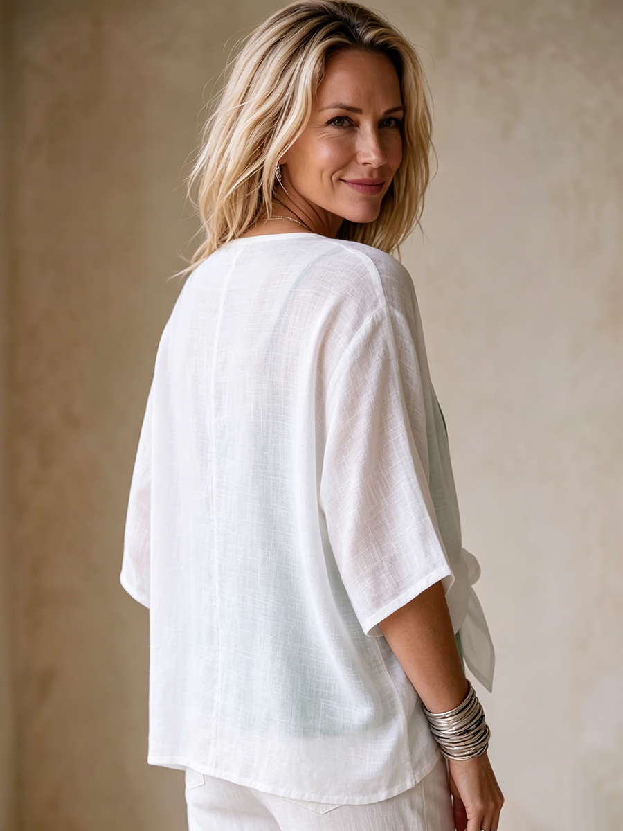 Women's Cozy Breathable Slub Cotton Cardigan