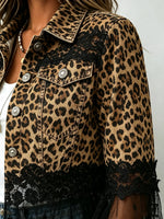Women's Leopard Lace Denim Jacket
