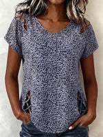 Relaxed Casual Leopard-print Cut-out Cotton Top