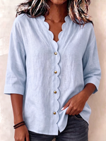 Chic Scalloped Edge Button-up Shirt