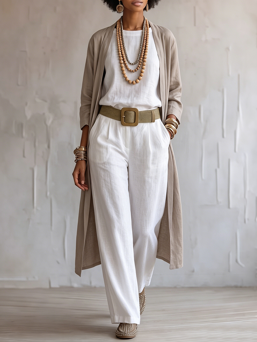 Cozy Minimalist Cotton-linen Three-piece Set