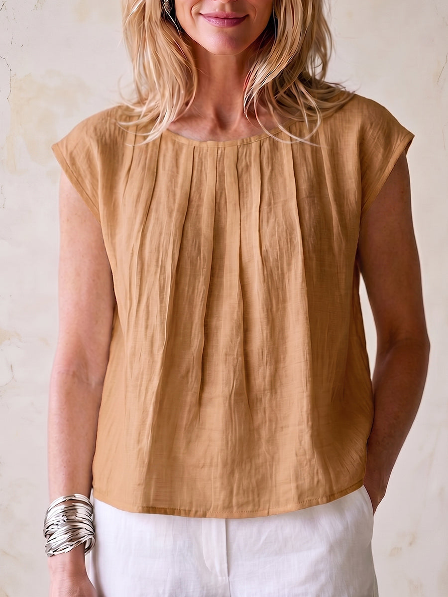 Cozy Pleated Cotton-Linen Shirt