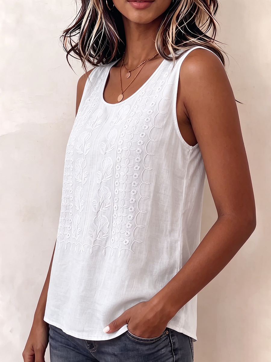 Boho Embroidered Sleeveless Blouse