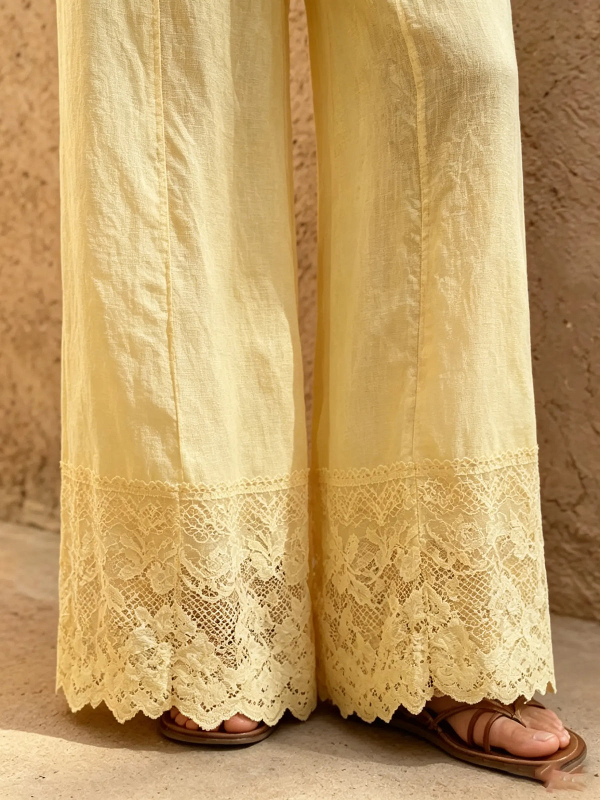 Women's Strapless Lace-Trim Wide-Leg Jumpsuit