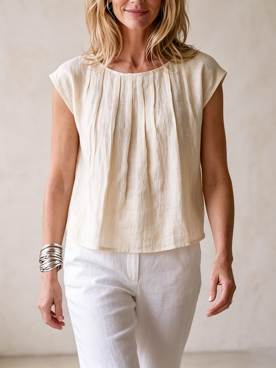 Cozy Pleated Cotton-Linen Shirt