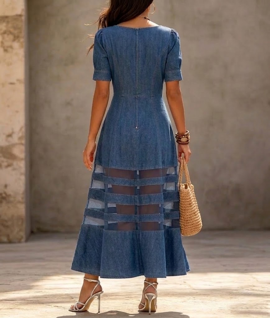 Stylish And Elegant A-line Denim Dress