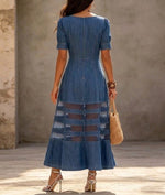 Stylish And Elegant A-line Denim Dress