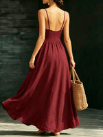 Women's Casual Elegant Stylish Loose V-neck Sleeveless Vacation Long Dress
