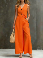 Women's Solid Color Art Comfortable Casual Top And Wide-leg Pants Two-piece Set