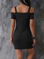 Stylish, Sexy, Slim-fit Stretch Cotton Mini Zip-front Dress