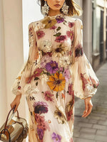Women's Floral Pattern Art Casual Elegant Loose Long Dress
