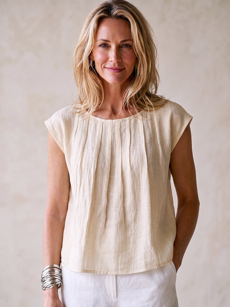 Cozy Pleated Cotton-Linen Shirt