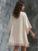 Stylish Cowl-neck Dress With Fringe Detail