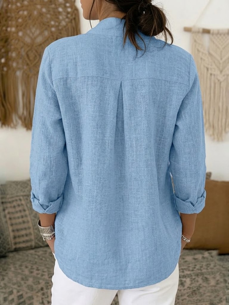 Casual Linen And Cotton Long-sleeve Shirt