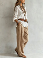 Women's Button-Down Boho Blouse