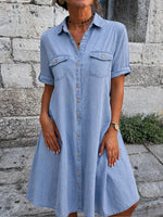 Women's Five-sleeve Loose Denim Dress