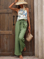 Women's Casual Stylish Floral Loose Sleeveless Top And Pants Two-piece Set