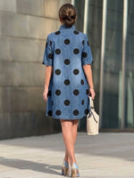 Relaxed-fit Casual Polka-dot Denim Dress