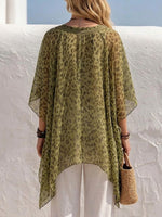 Urban-style Leopard Print Chiffon Top Featuring A V-neck And Lace Trim.