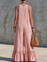 Bohemian Striped Ruffle Jumpsuit