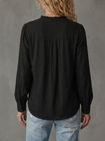 Stylish Cotton-linen Shirt Featuring Lace Paneling.