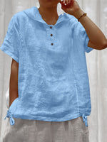 Women's Solid Color Hooded Casual Cotton And Linen Top