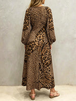 Women's Butterfly Leopard Pattern Loose Art Casual Stylish Long Sleeve Dress