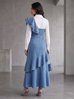 Avant-Garde Tencel Denim Ruffled Set