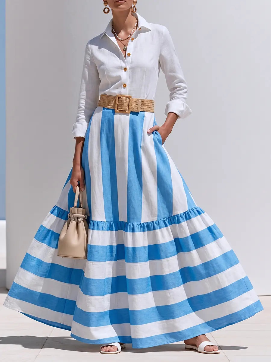 Elegant Striped Maxi Skirt