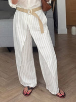 Stylish Casual Striped Linen-cotton Trousers